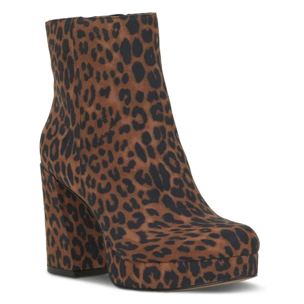 Jessica Simpson Rexura Boots Women's Brown Cheetah Print Ankle Bootie TZP976